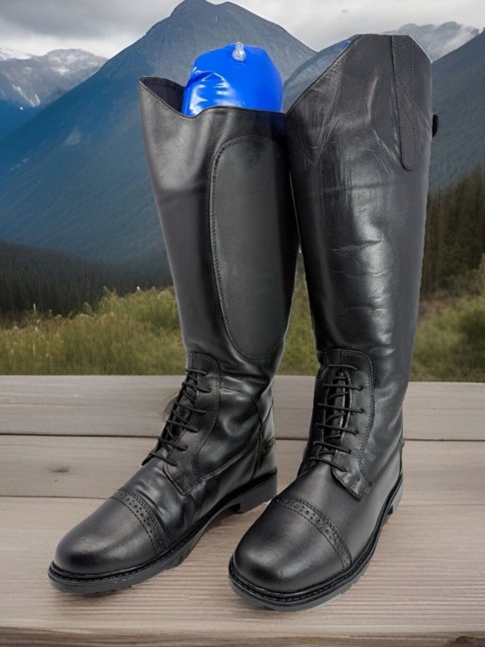 TuffRider Ladies Black Back Zip Plus Rider Field And Riding Boots Size 9 X-Wide
